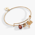 Espresso Martini charm bangle in polished gold tone with coffee bean and martini glass charms