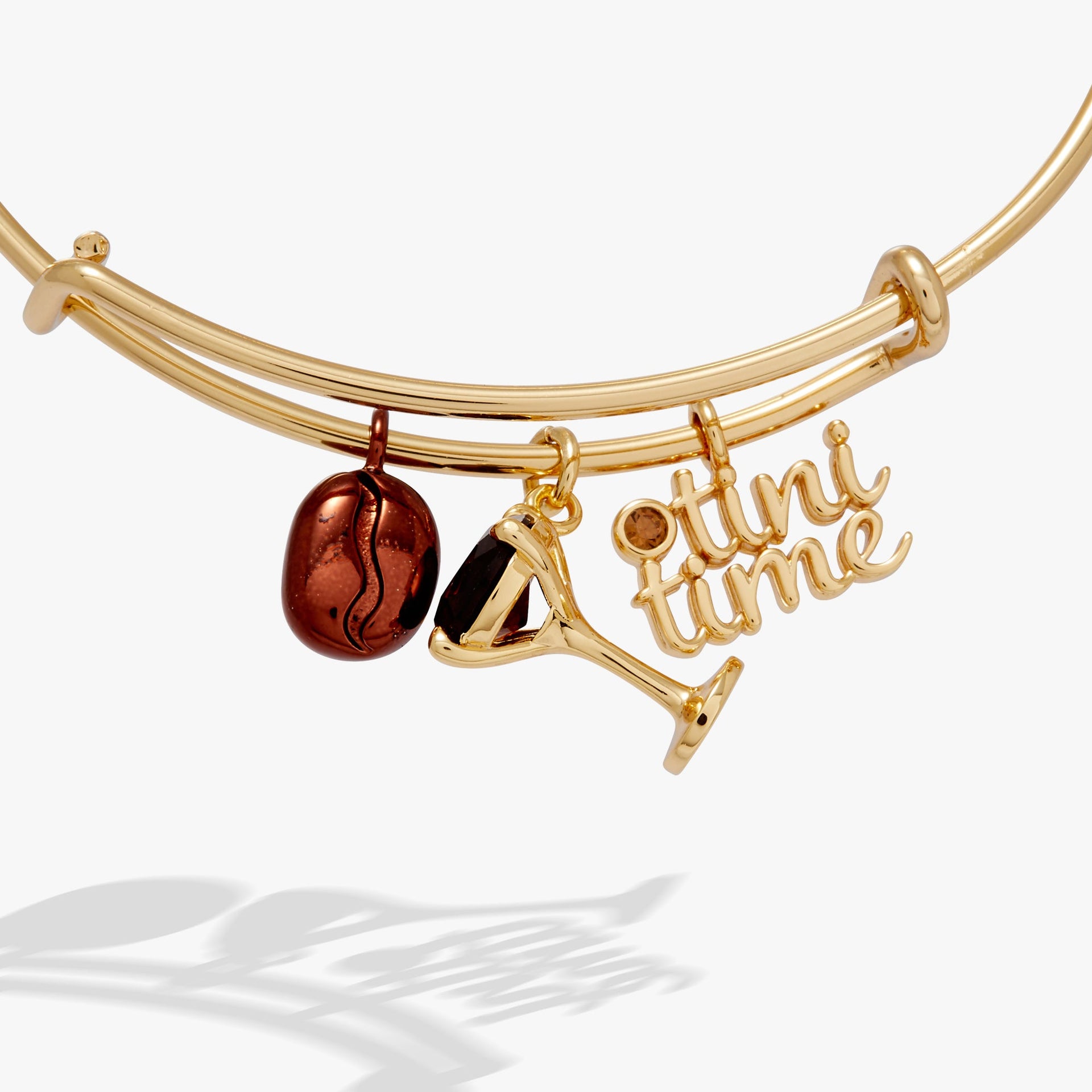 Espresso Martini Multi Charm Bangle in Gold Tone with Coffee Bean