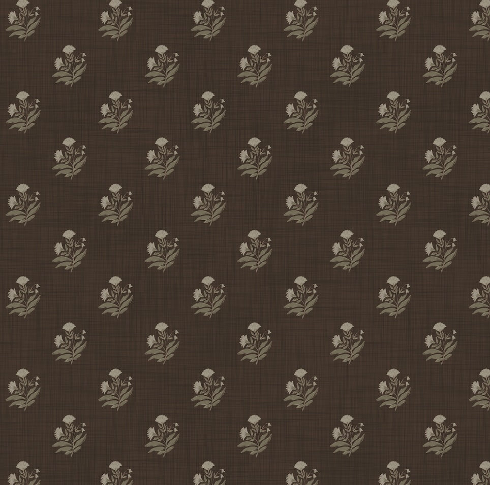 Mulberry Court Floral Removable Wallpaper in Beige and Brown