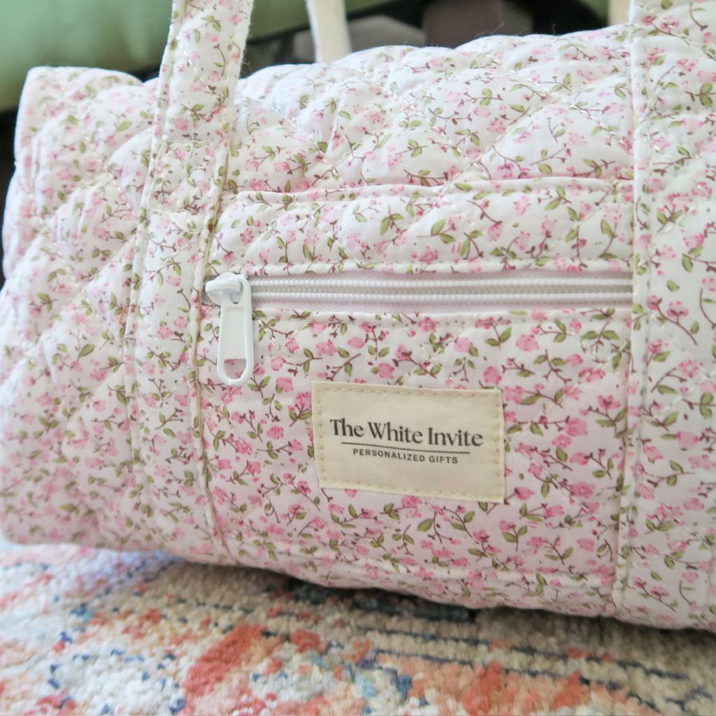 Quilted Blush Blossoms Tote Bag