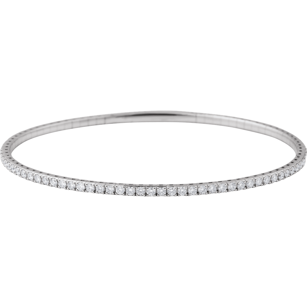 14K Gold Flexible Diamond Bangle Bracelet - 1 CTW Round Brilliant