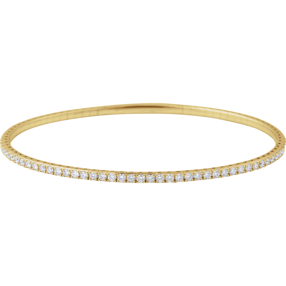14K Gold Flexible Diamond Bangle Bracelet - 1 CTW Round Brilliant