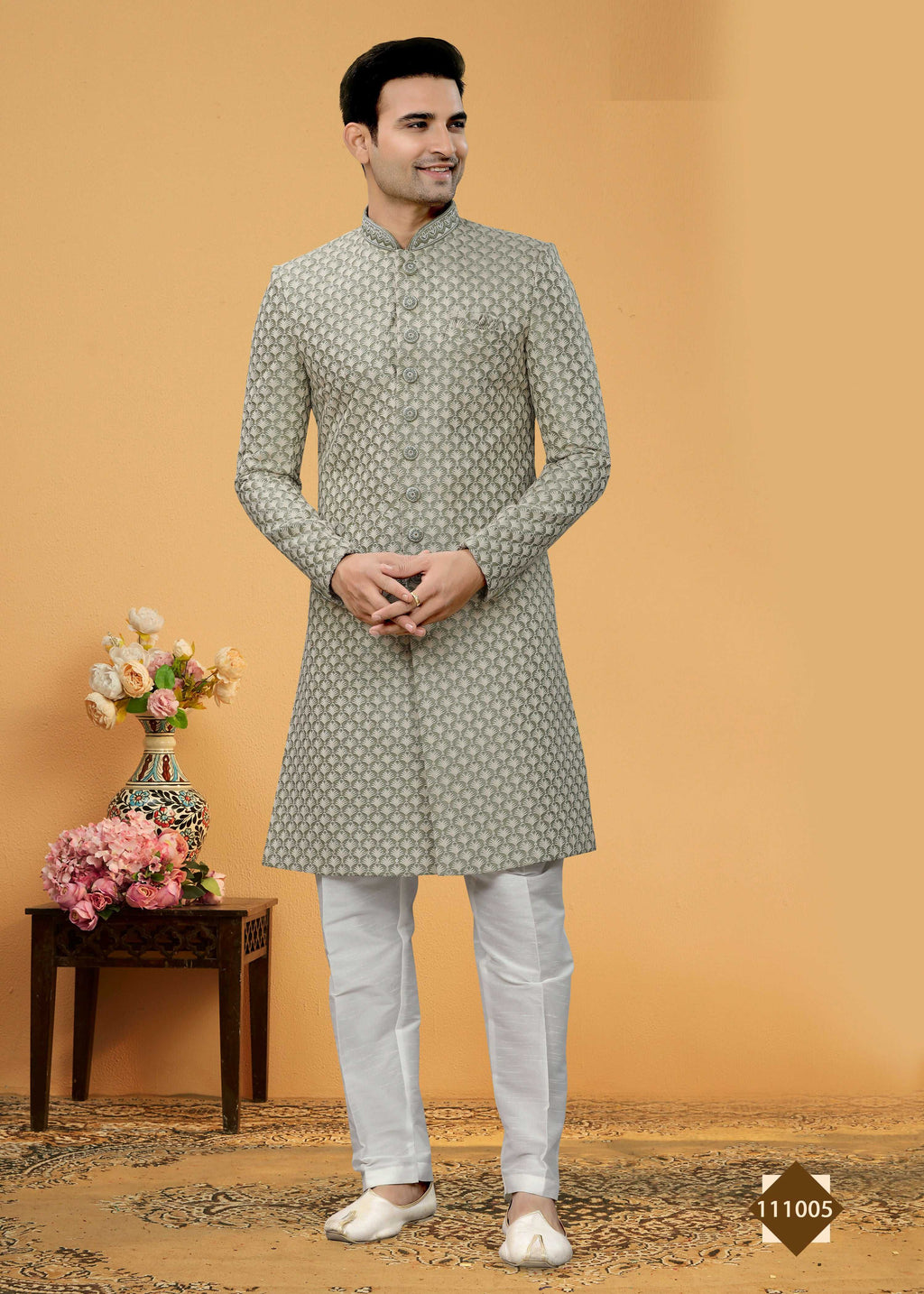 Grey Super 66 Plain Kurta Pyjama Set for Toddlers