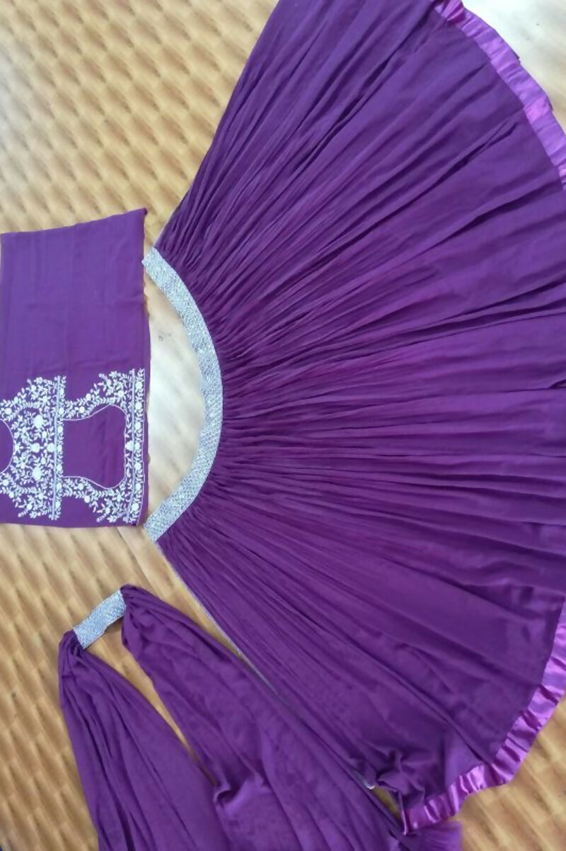 Wine Crush Georgette Designer Lehenga Choli with Dupatta