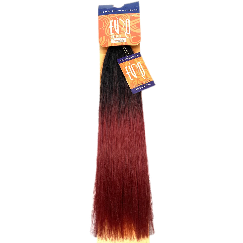 Euro Yaki Bulk 100% Human Hair Extension - Ombre Black to Red/Brown