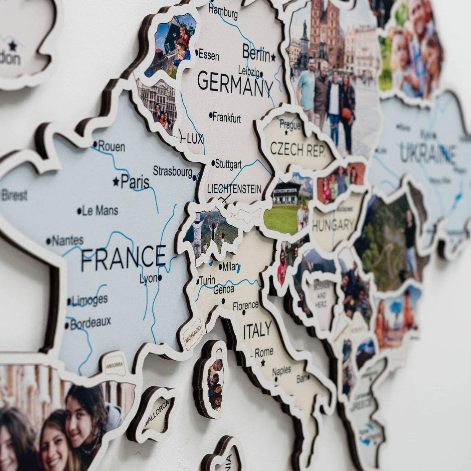 Europe Photo Map Pastel Modern Wall Art Decor Multicolor