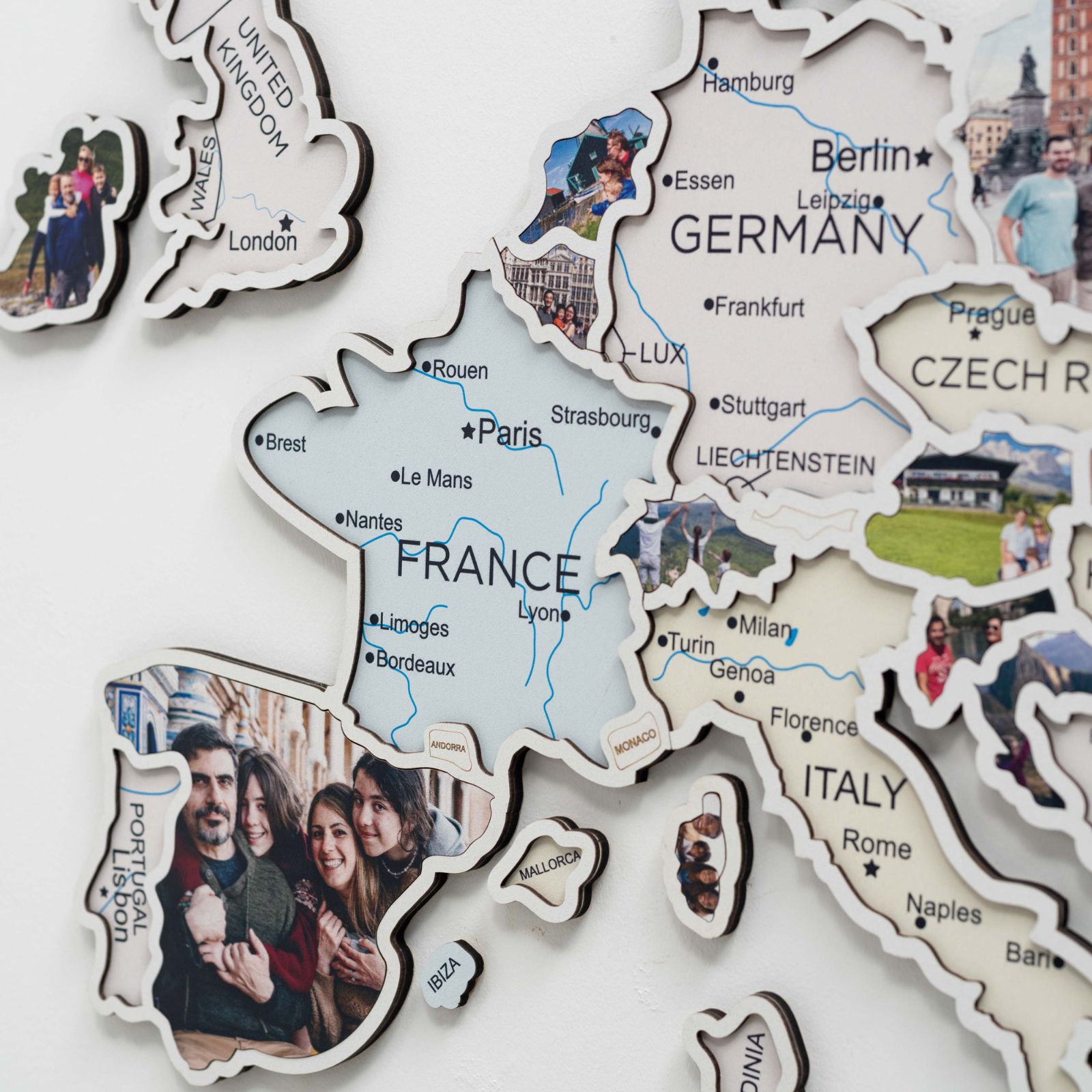 Europe Photo Map Pastel Modern Wall Art Decor Multicolor