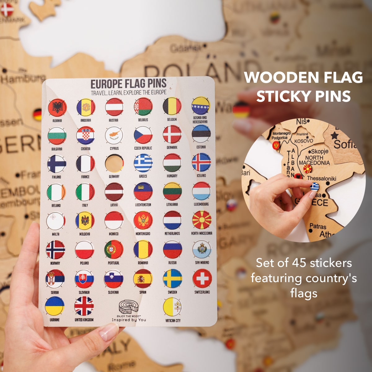 3D Europe Wooden Map Wall Art in Gold Finish