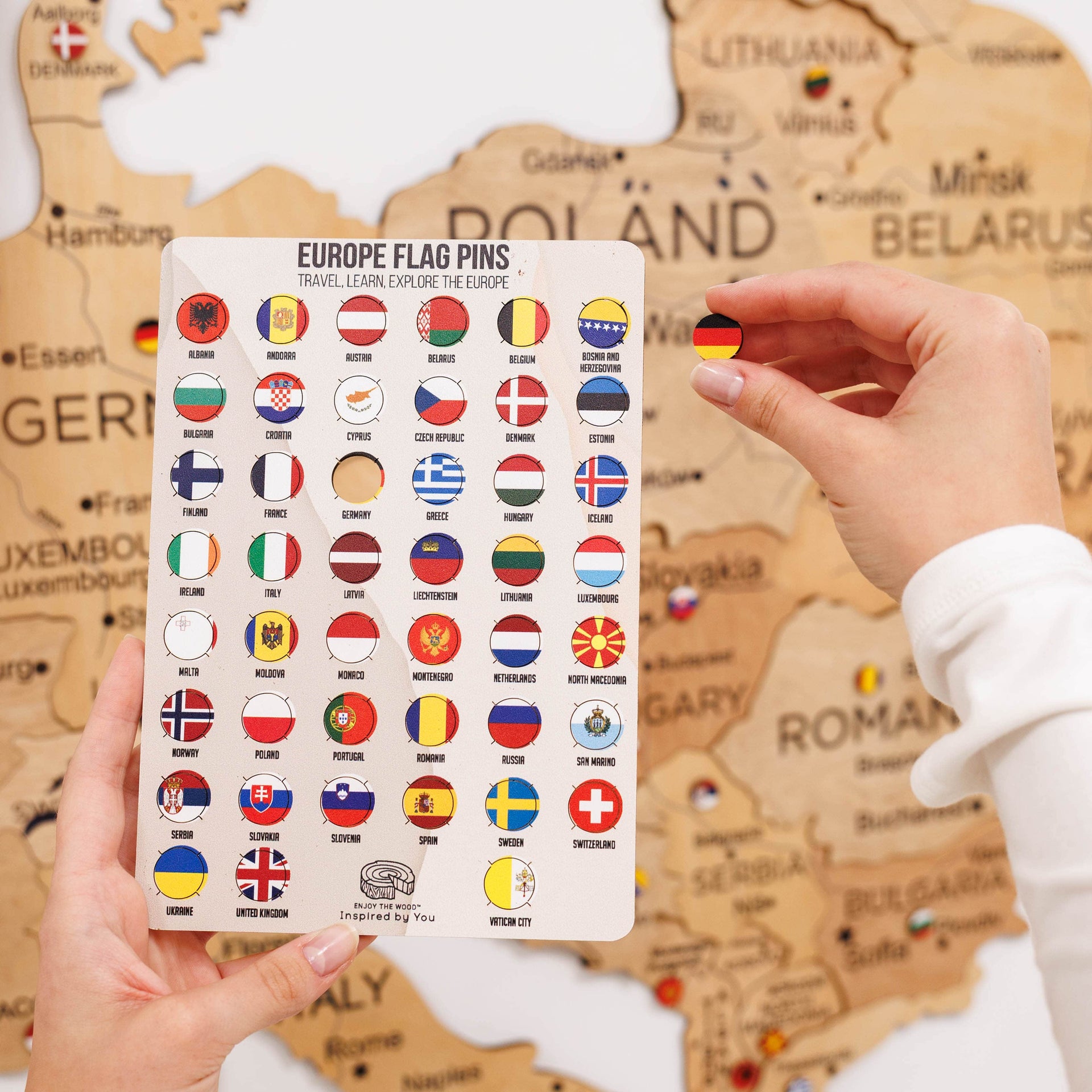3D Europe Wooden Map Wall Art in Gold Finish