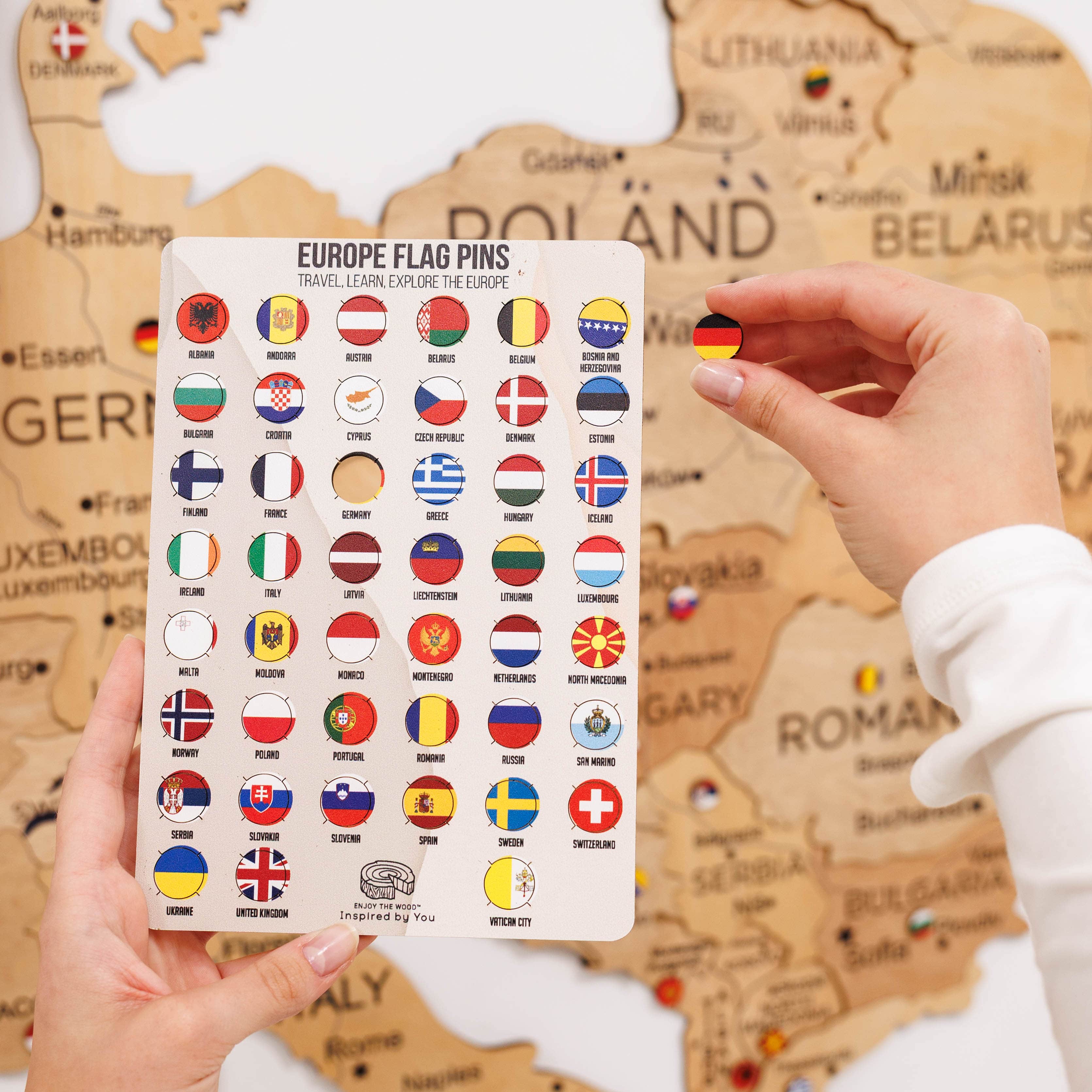 3D Europe Wooden Map Wall Art in Gold Finish