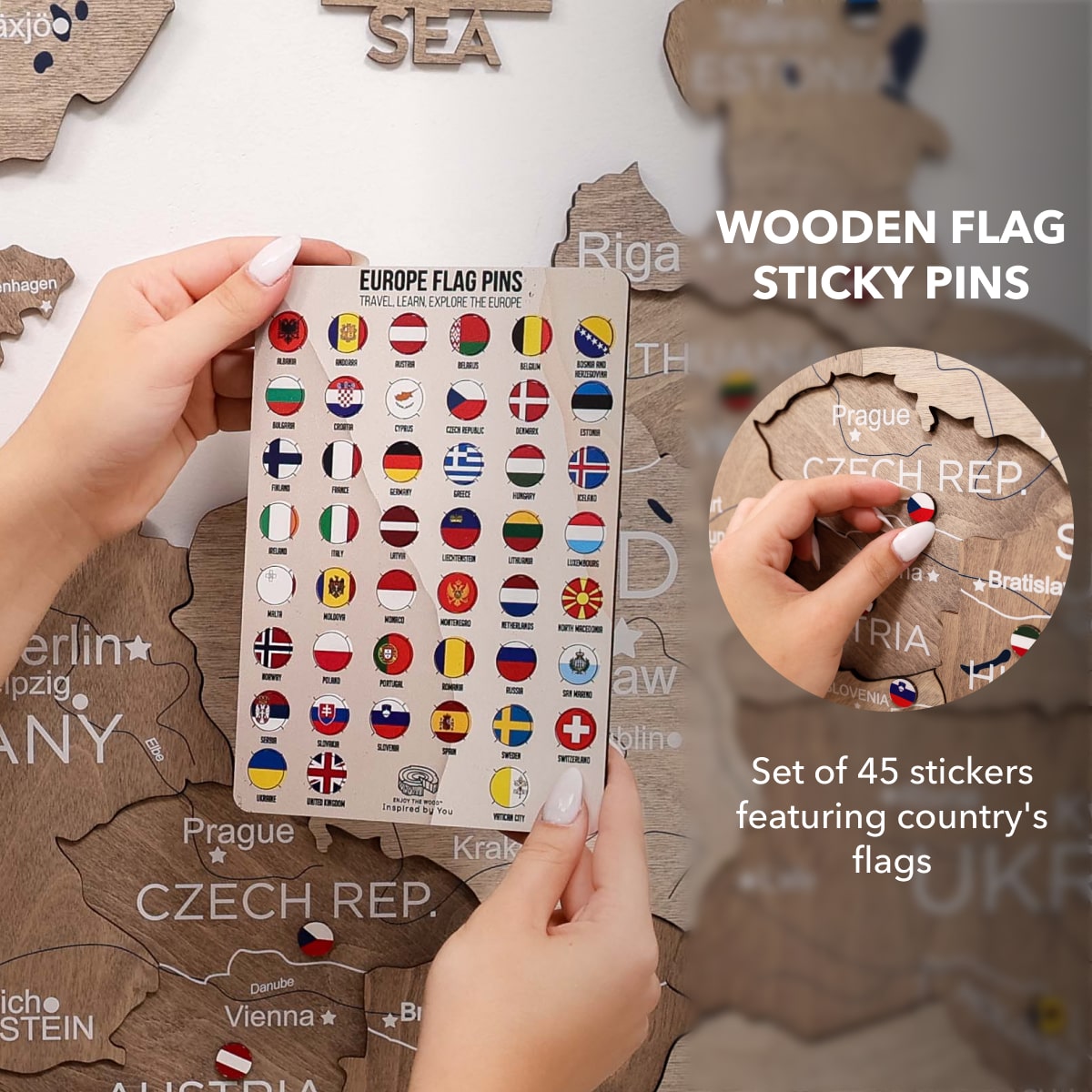 3D Europe Wooden Map Terra Natural Wood Scandinavian Wall Art