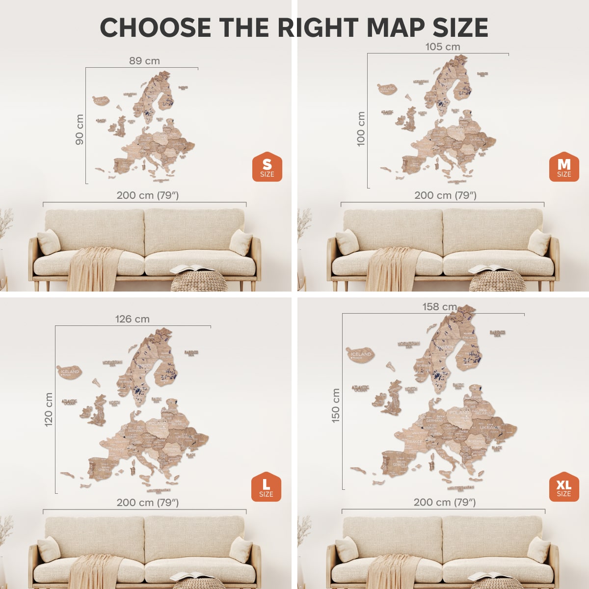 3D Europe Wooden Map Terra Natural Wood Scandinavian Wall Art