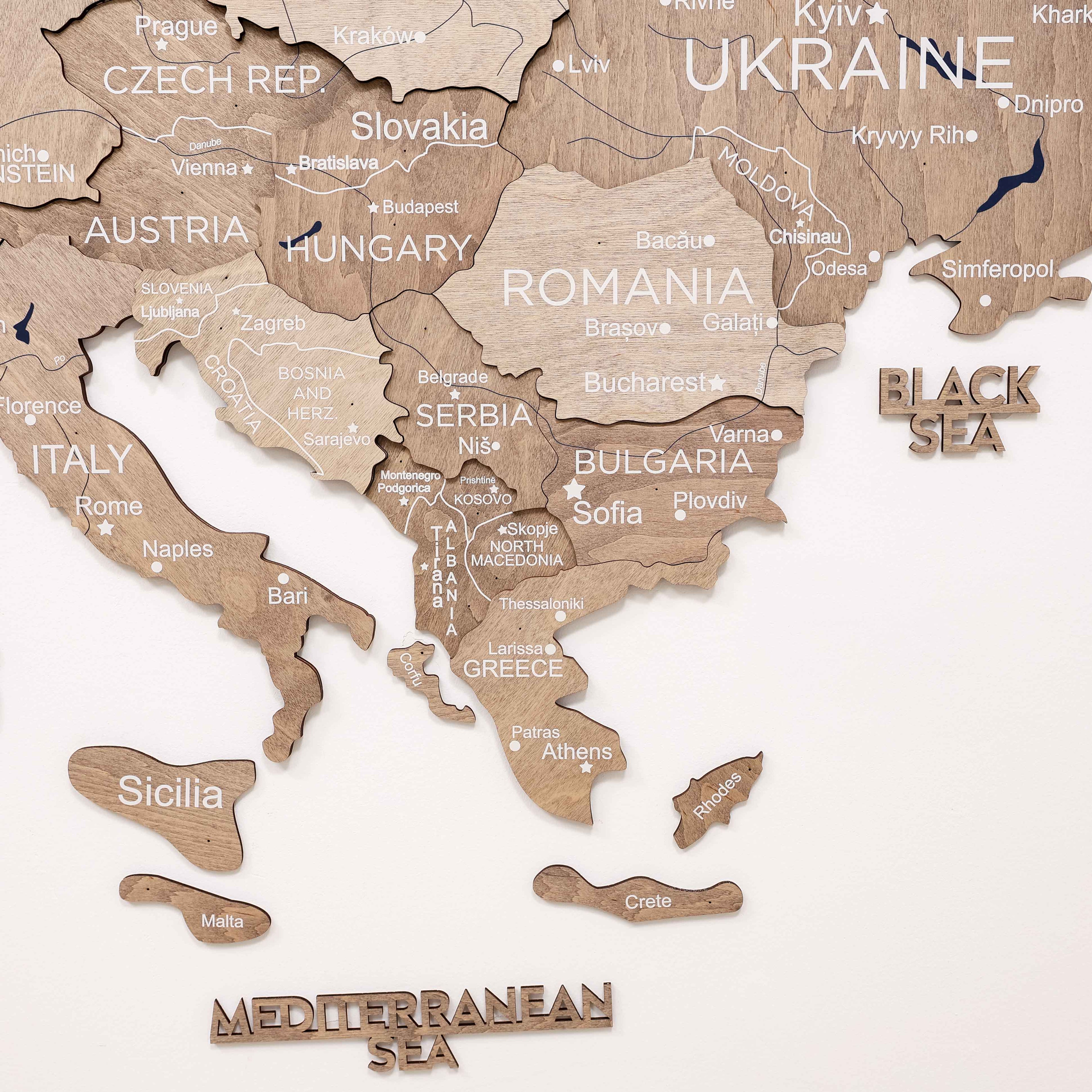 3D Europe Wooden Map Terra Natural Wood Scandinavian Wall Art