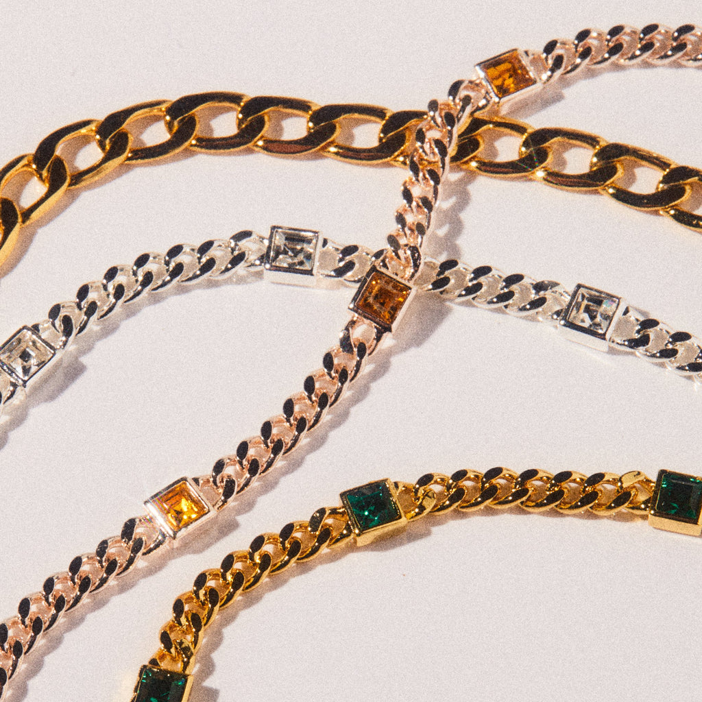 November Birthstone Topaz Curb Chain Bracelet in Gold