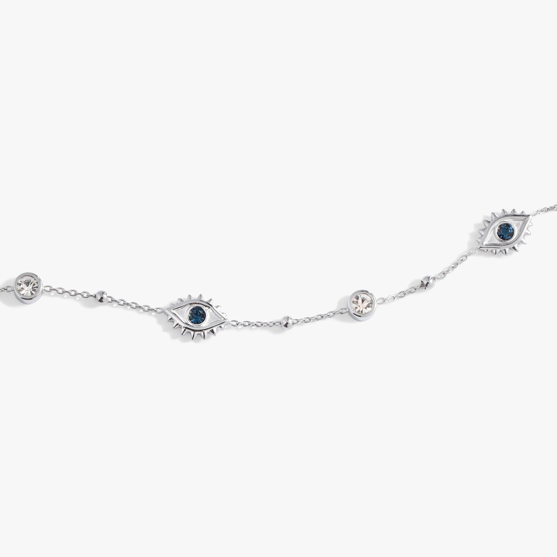 Evil Eye Crystal Anklet with Blue Stone Charms and Adjustable Chain