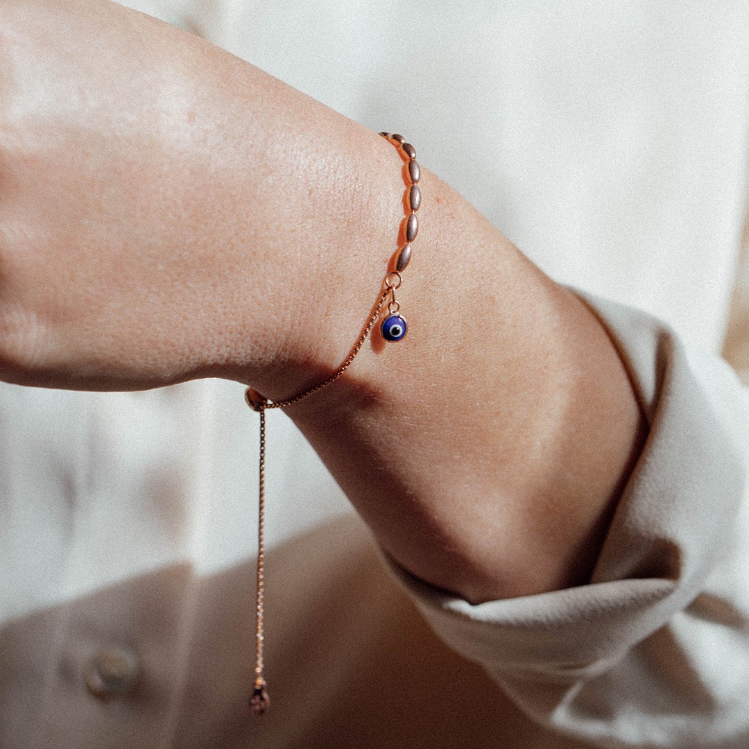 Evil Eye Pull Chain Bracelet - Adjustable Protection Amulet