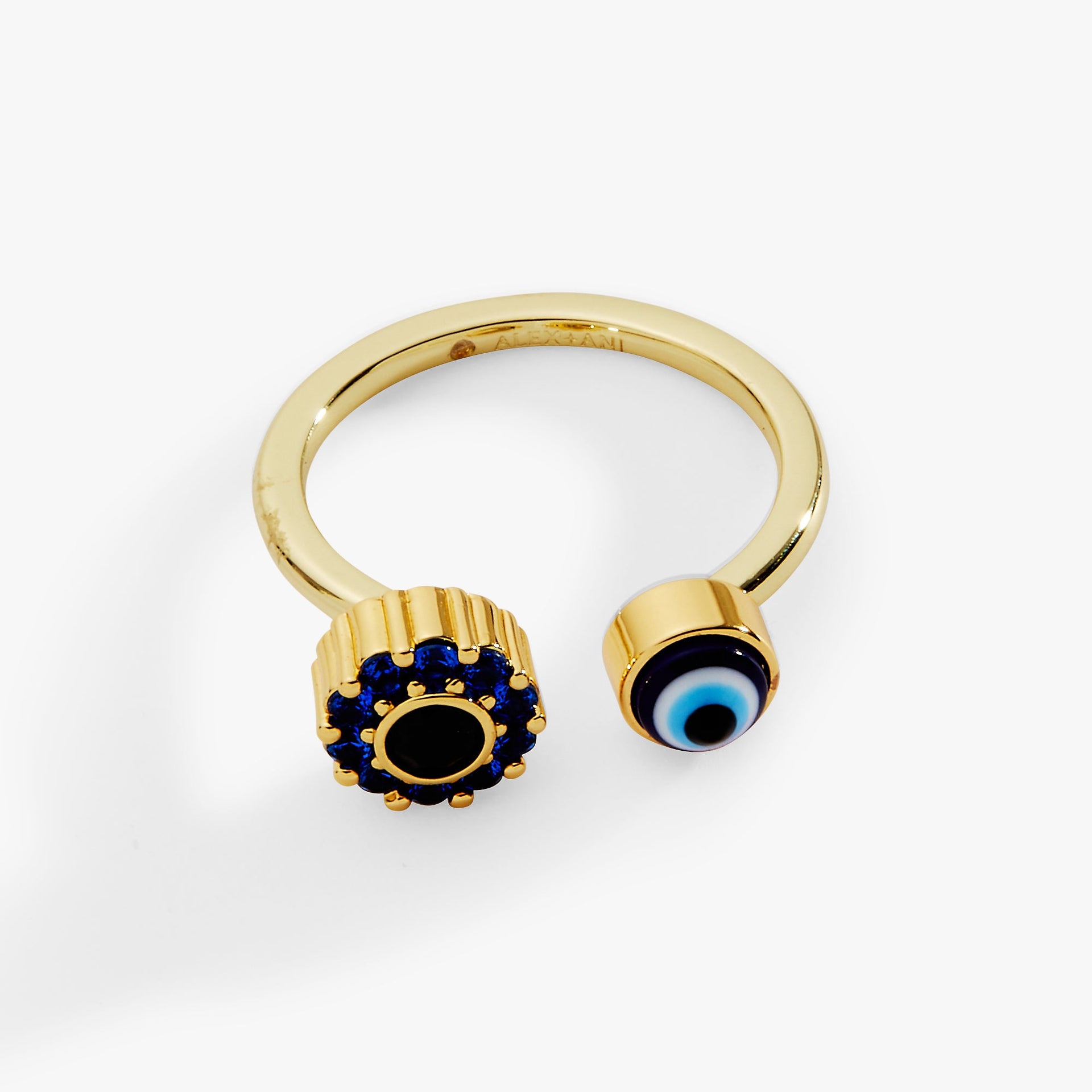 Evil Eye Fidget Spinner Ring with Pave Crystal and Gold Finish