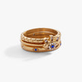 Evil Eye Stacking Ring Set of 3 in Gold with Blue and Clear Stones