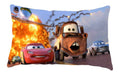 Decorative kids cushion with a colorful race car print design