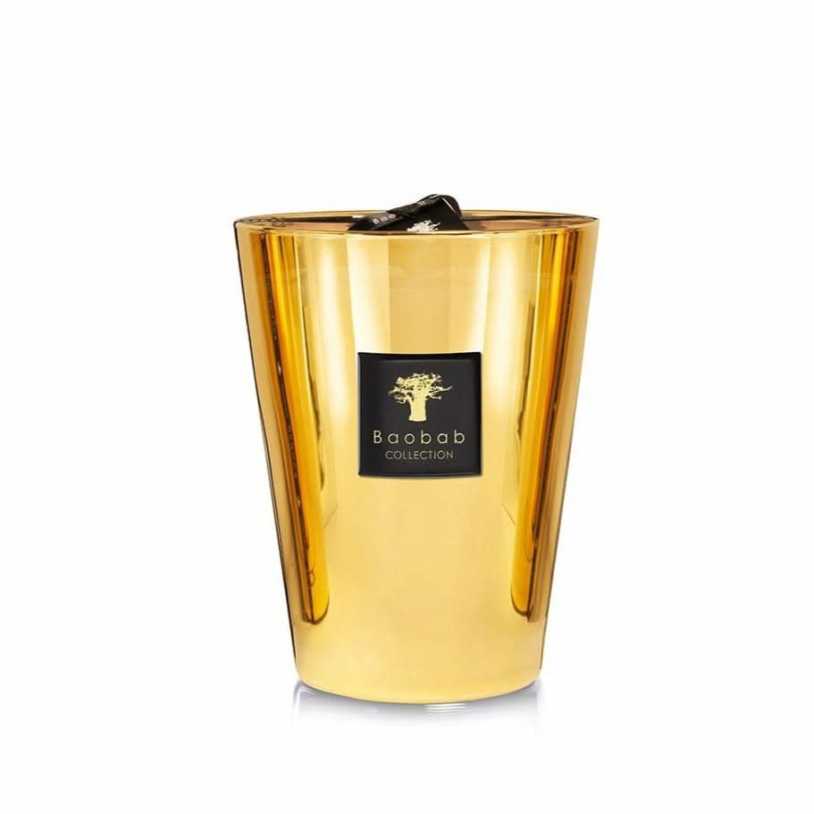 Baobab Aurum Max 24 candle in a yellow gold and rose gold glass vessel