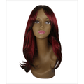 Exotic Collection Hot Wig in burgundy and black featuring a glamorous, modern aesthetic for women