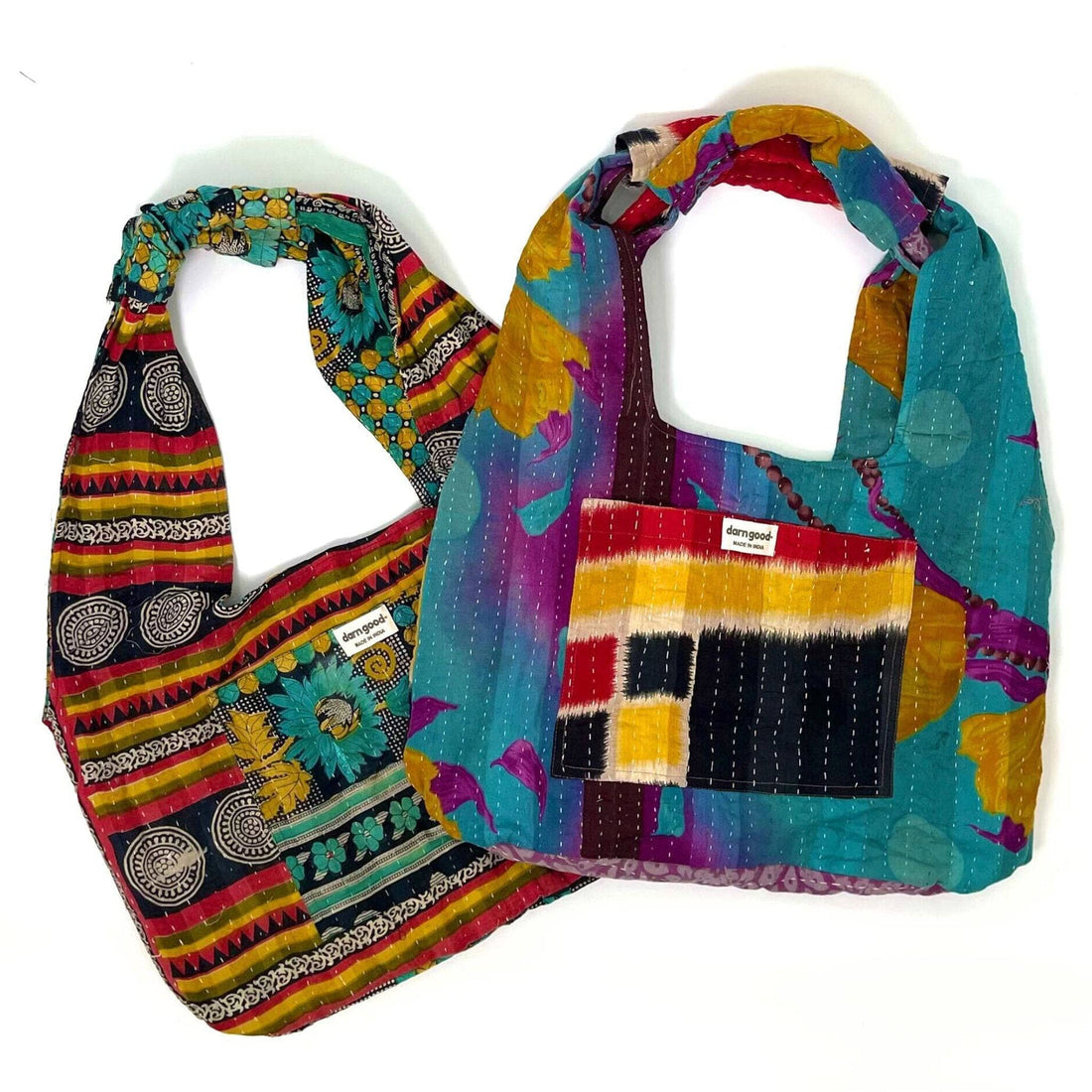 Oversized Kantha Tote Bag with External and Internal Pockets
