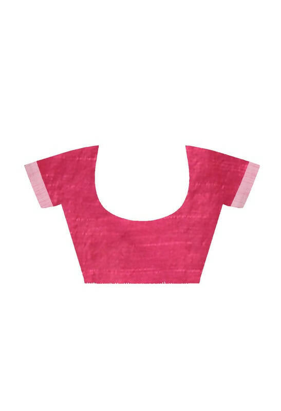 Magenta Bhagalpuri Handloom Silk Saree with All Over Buti Print