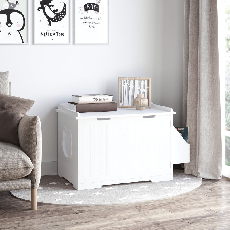 White Wooden Cat Litter Box Enclosure and Side Table - Image 10