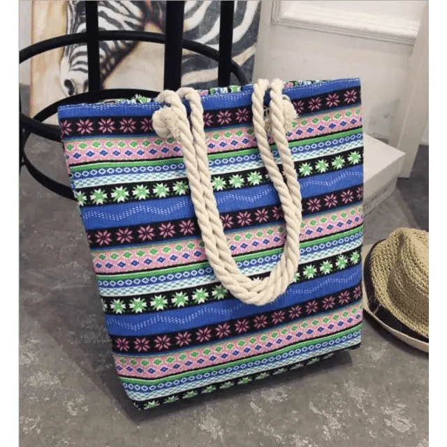 Floral Canvas Graffiti Handbag Foldable Casual Shoulder Bag