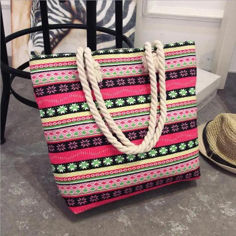 Floral Canvas Graffiti Handbag Foldable Casual Shoulder Bag