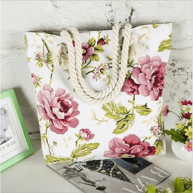 Floral Canvas Graffiti Handbag Foldable Casual Shoulder Bag