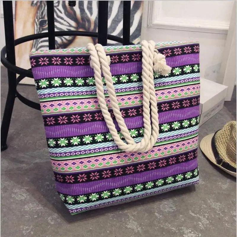 Floral Canvas Graffiti Handbag Foldable Casual Shoulder Bag