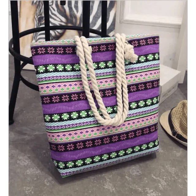 Floral Canvas Graffiti Handbag Foldable Casual Shoulder Bag