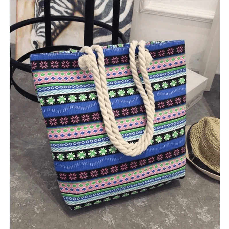 Floral Canvas Graffiti Handbag Foldable Casual Shoulder Bag