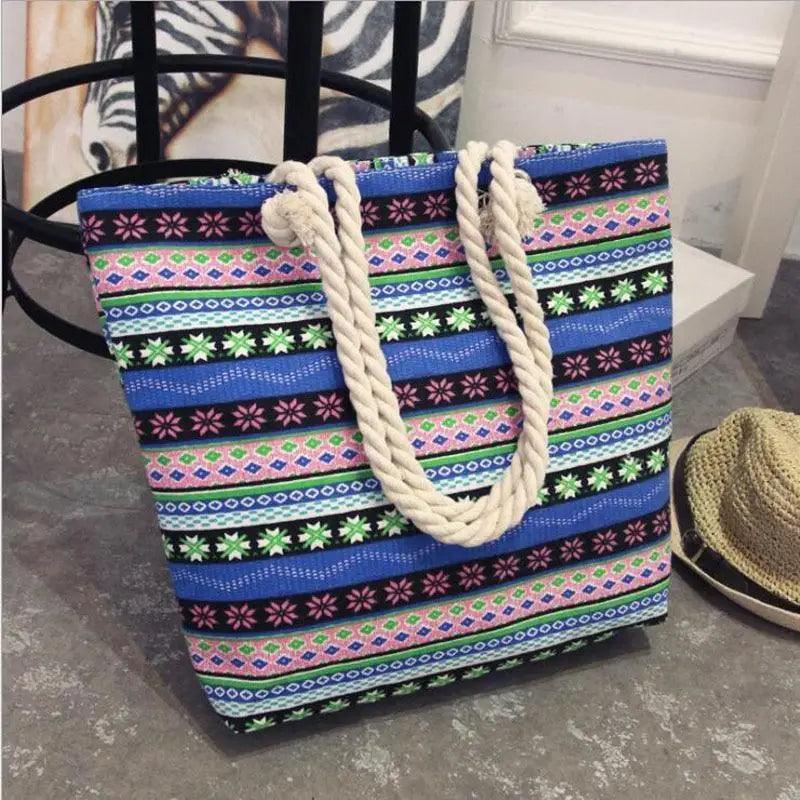 Floral Canvas Graffiti Handbag Foldable Casual Shoulder Bag