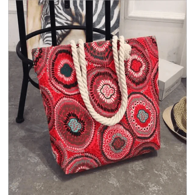 Floral Canvas Graffiti Handbag Foldable Casual Shoulder Bag