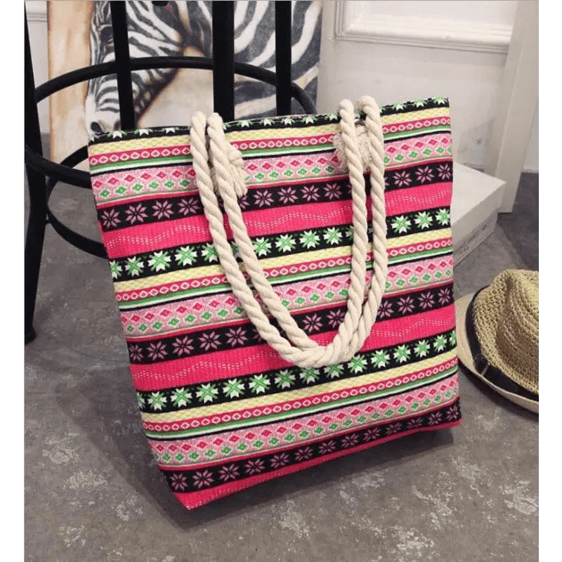Floral Canvas Graffiti Handbag Foldable Casual Shoulder Bag