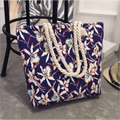 Floral Canvas Graffiti Handbag Foldable Casual Shoulder Bag
