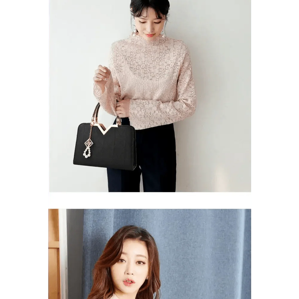 Snow White Crossbody Bag with Phone Pocket and Zipper Closure