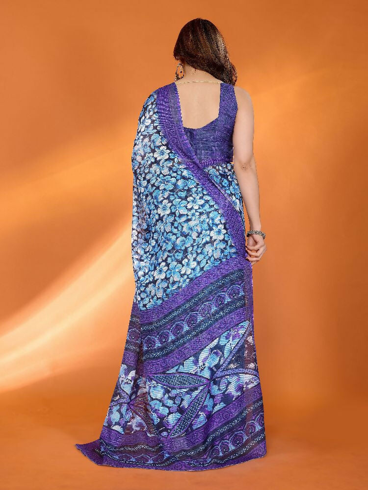Jamun Kota Doria Printed Saree with Matching Blouse