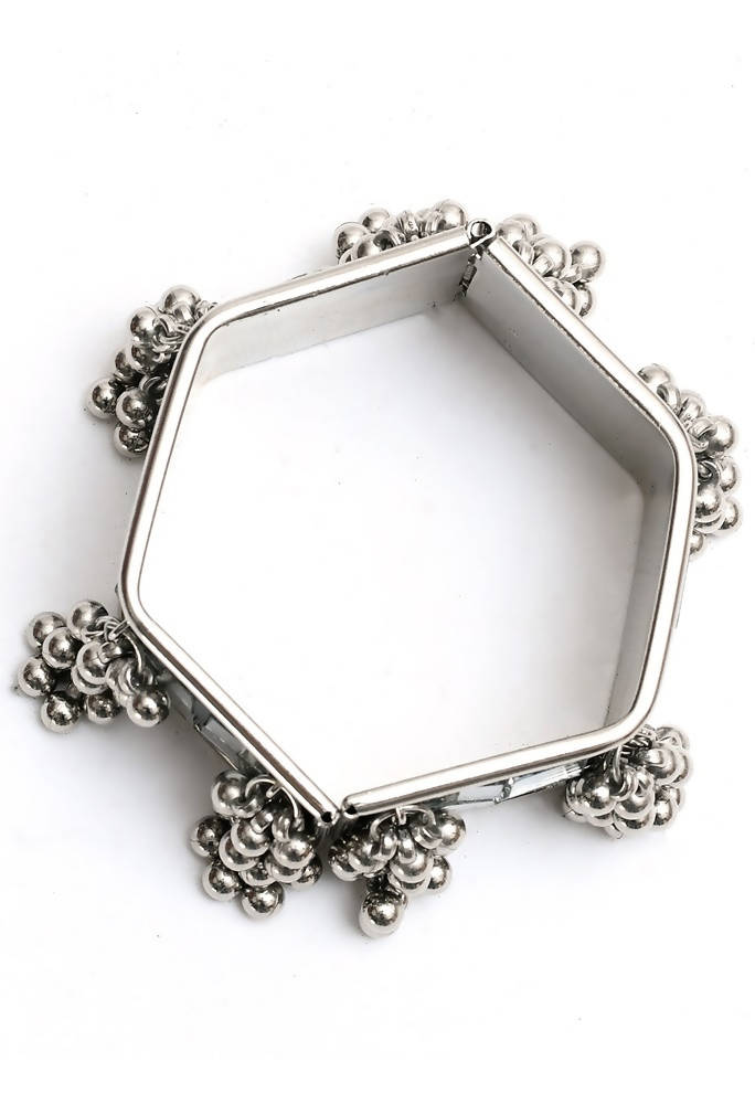 Kamal Johar Mirror Oxidised Silver Bangle Set – Ethnic Statement