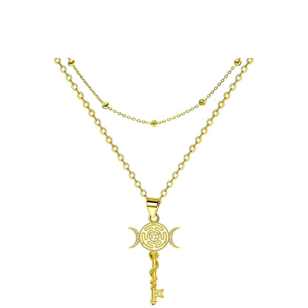 Serpentine Key Double Layered Necklace