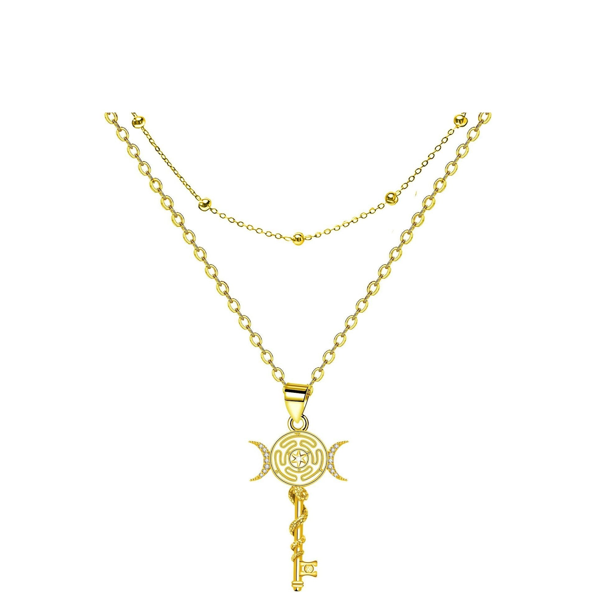Serpentine Key Double Layered Necklace