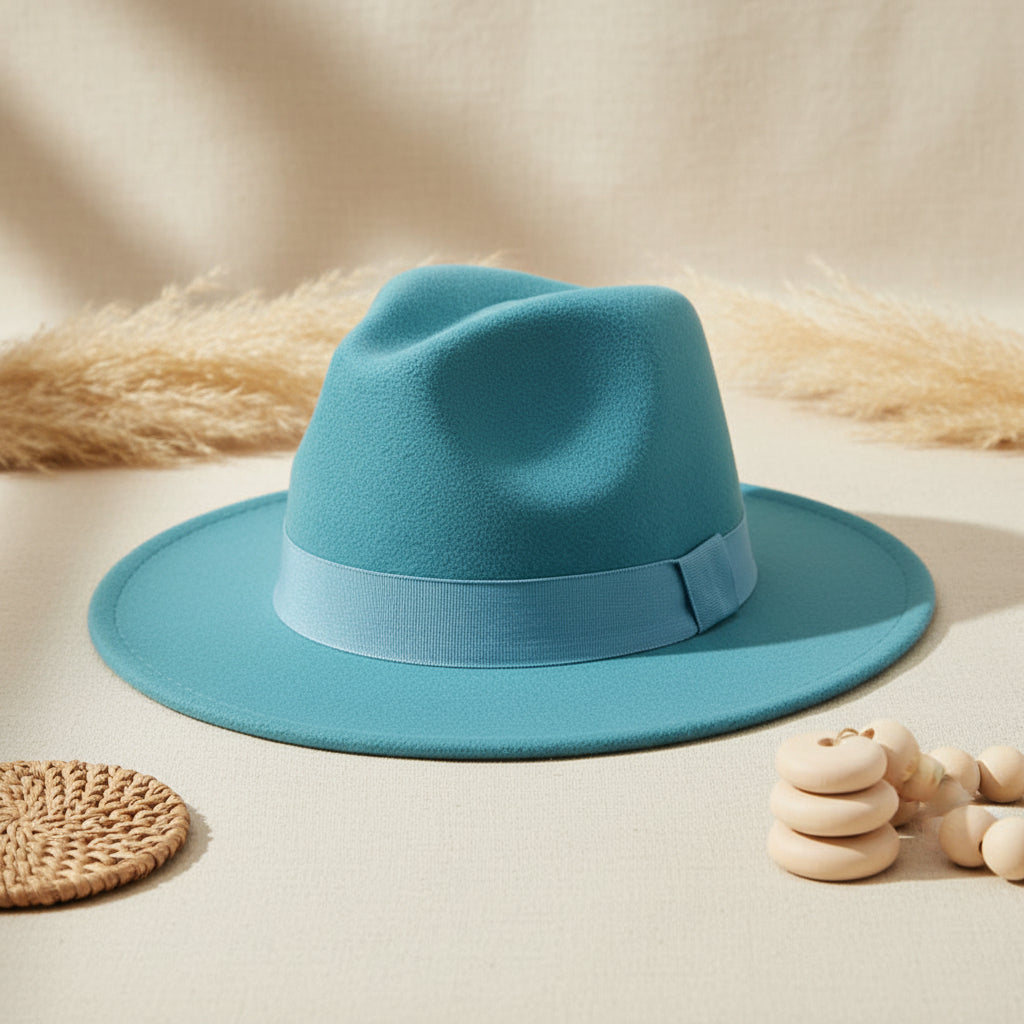 Wide Brim Bell Crown Felt Hat – Unisex Minimalist Sun Hat