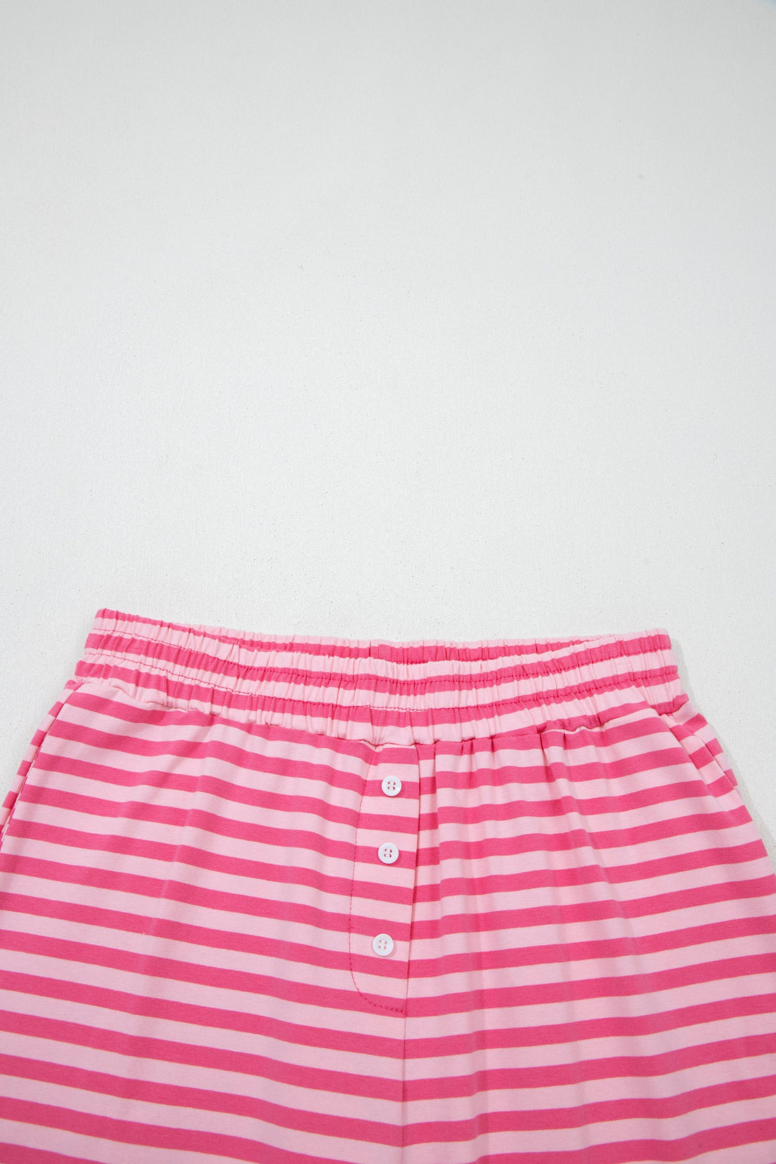 Stripe Drop Shoulder Top & Buttoned Pants Set