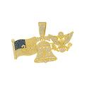 American 250Th Anniversary Liberty Bell White Eagle Pendant Necklace Alloy Diamond-Encrusted Cuban Chain Hip-Hop Accessory