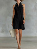 Women Sleeveless Polo Collar Shirt Dress Sporty Casual Mini Dress - Image 6