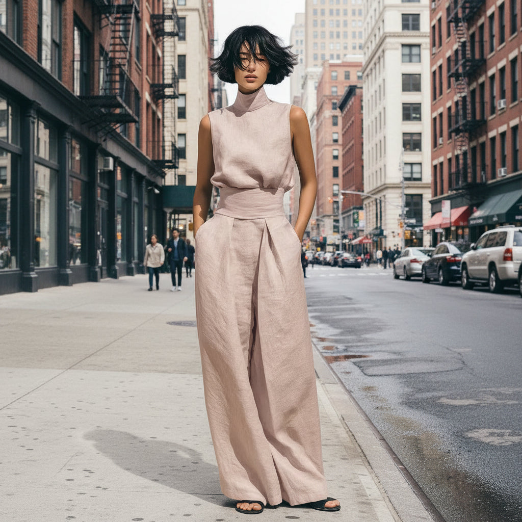 Women's Cotton Linen Two-Piece Set