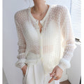 Women's White Mohair Crochet Cardigan