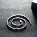 Silver-Plated Geometric Square Clasp Cuban Chain Necklace